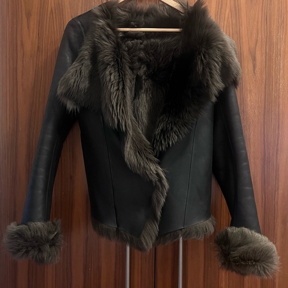 Balenciaga Jackets & Blazers - Balenciaga Black/Brown Lambskin Fur Shearling Jacket